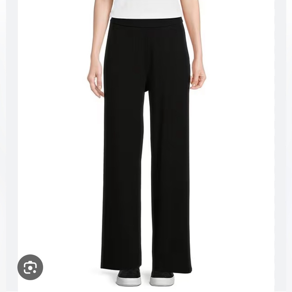 Eileen Fisher Cotton Tencel Black Ponte Wide-Leg Women's Pants, new without tags
